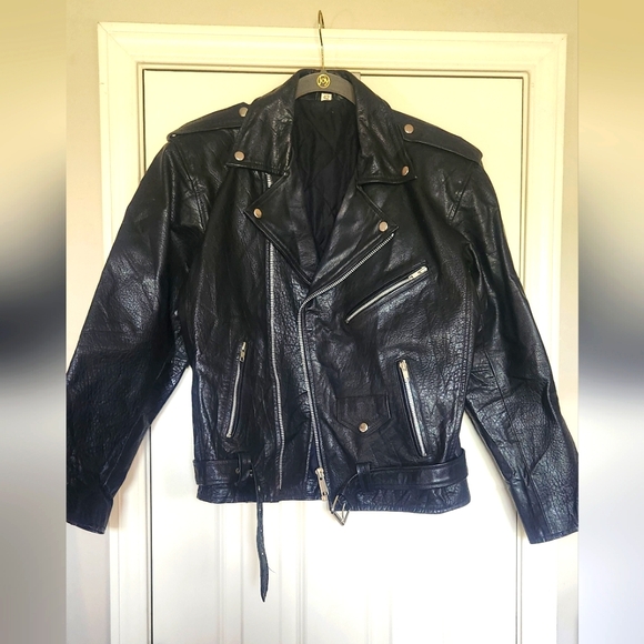 Black Leather Motorcycle Jacket - Picture 1 of 5